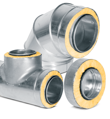 Ducts and fittings insulated with mineral wool